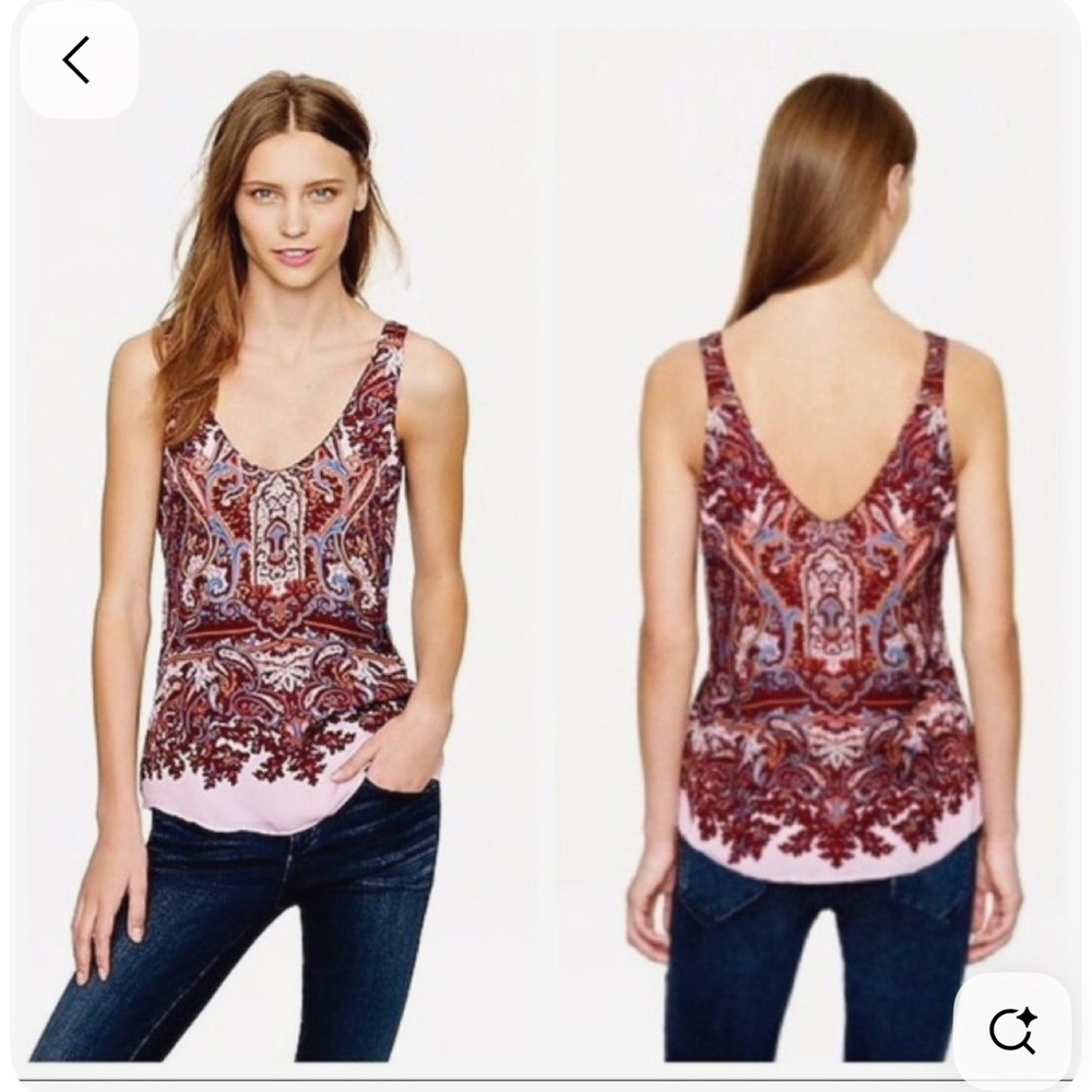 J. Crew Red and Purple Graphic Sleeveless Tank Top